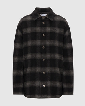 Off-White Gray coat in checkered shirt style 44MER09TF26F001