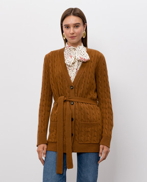 Valentino Brown cashmere cardigan with belt 9B3KA16DAB9