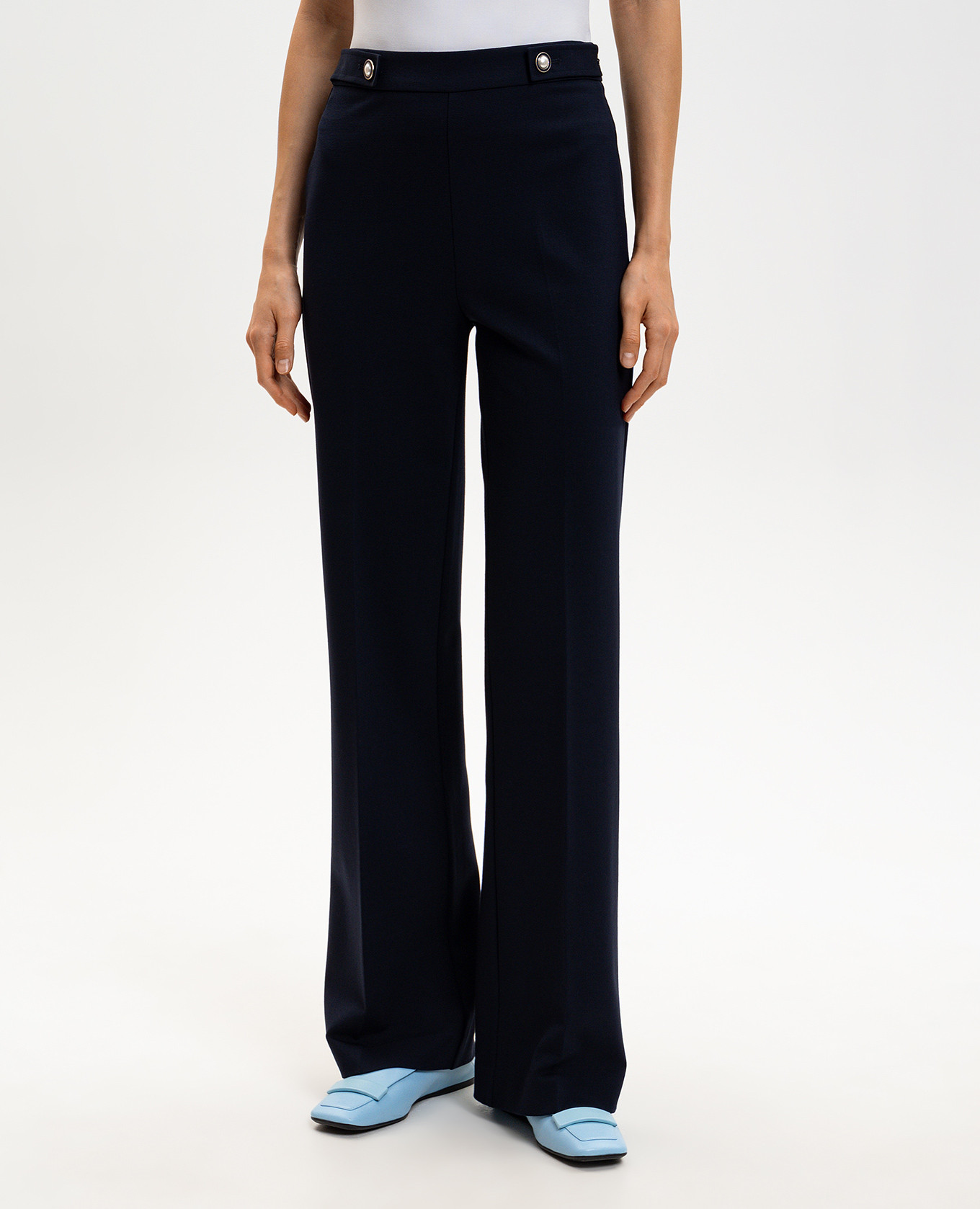 Blue flared pants with logo Twinset 3