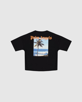 Palm Angels Children's black T-shirt with Since 2015 print PBAA002S26JER002