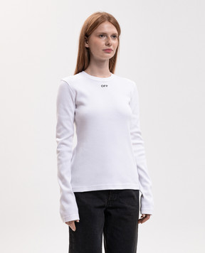Off-White Ivory ribbed long-sleeve top 2FB00674T