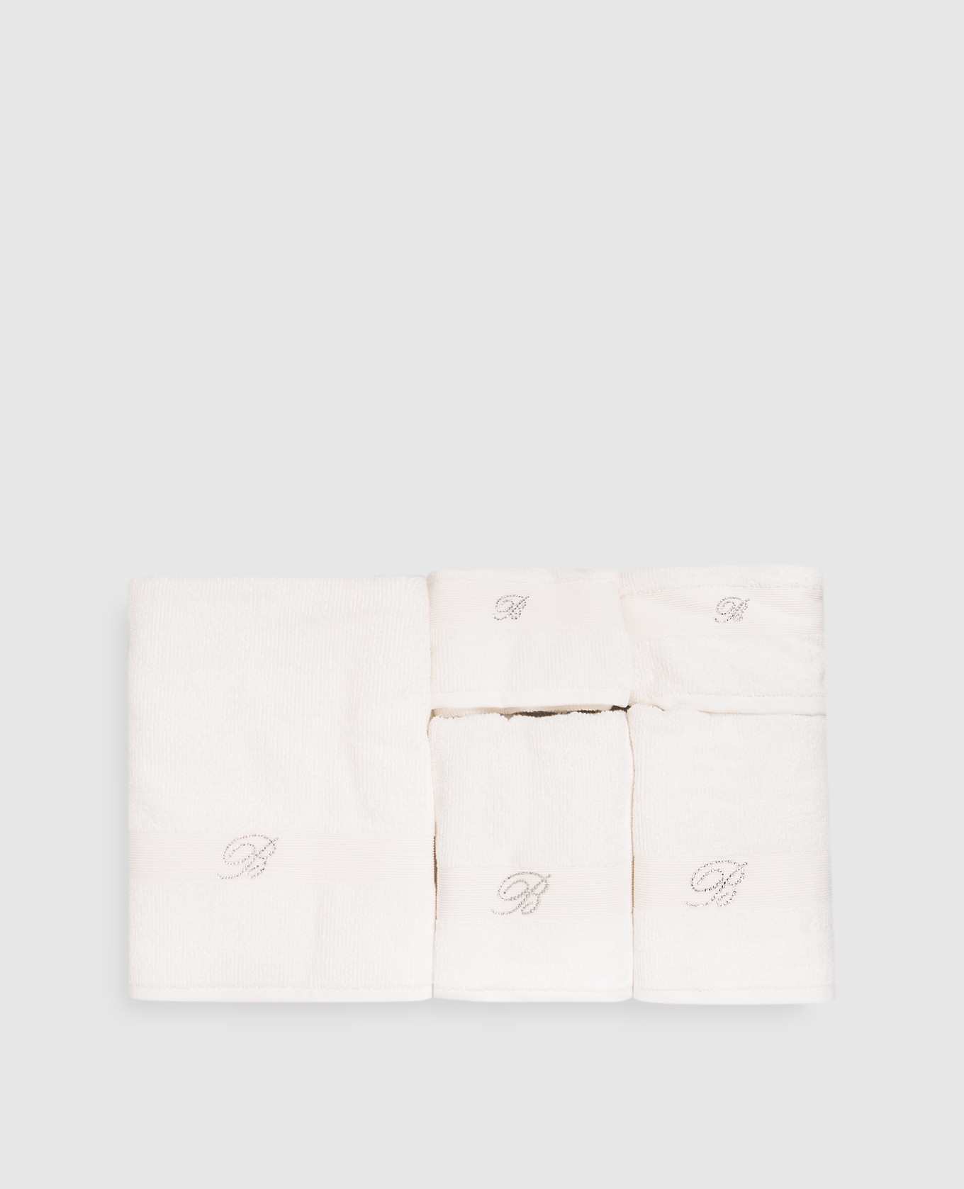 Set of white terry towels Risveglio with crystals 5 pcs