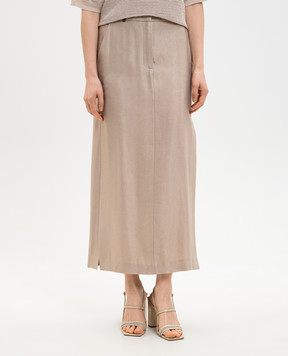 Peserico Beige skirt with linen P05143Z01921