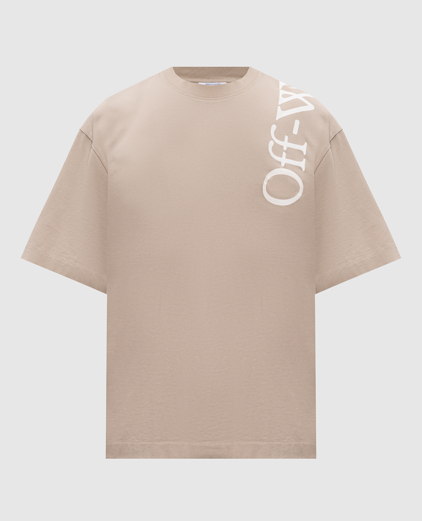 Beige T-shirt with logo print