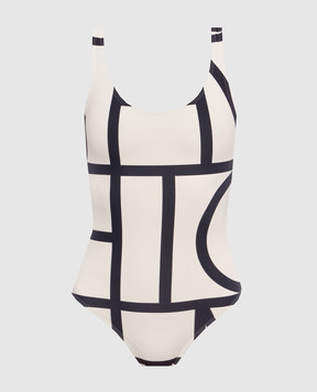 Toteme Ivory monogram logo print swimsuit 223842795