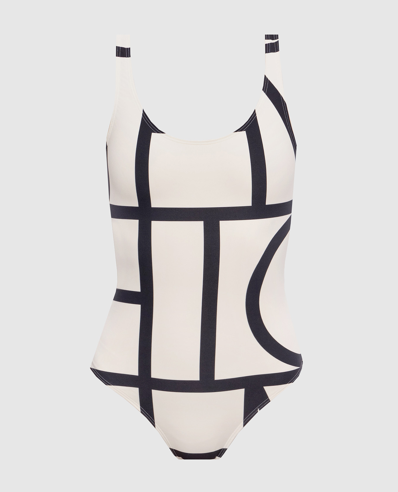 Ivory monogram logo print swimsuit