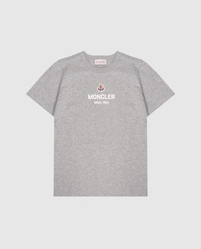 Moncler ENFANT Children's gray T-shirt with contrasting logo L29548C0001189AFV