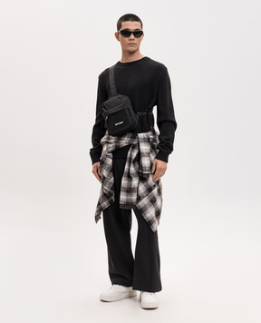 Palm Angels Black wool sweater with logo pattern PMHE08BS26KNI002