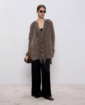Masnada Brown cardigan with wool 79A05