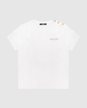 Balmain Children's white T-shirt with logo print BY8Q21Z3672410