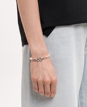 Off-White Pink beaded bracelet with Arrow emblem OWOA12WS26MET001