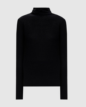 Loulou de Saison Black GALLINARA ribbed wool golf jacket GALLINARALDS