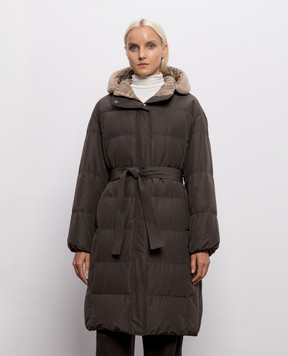 Brunello Cucinelli Gray down jacket with fur MH5259618