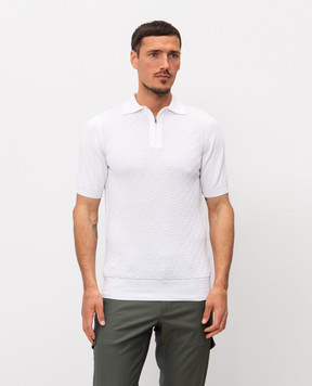 Cashmere&Whiskey White polo with woven pattern DOP267
