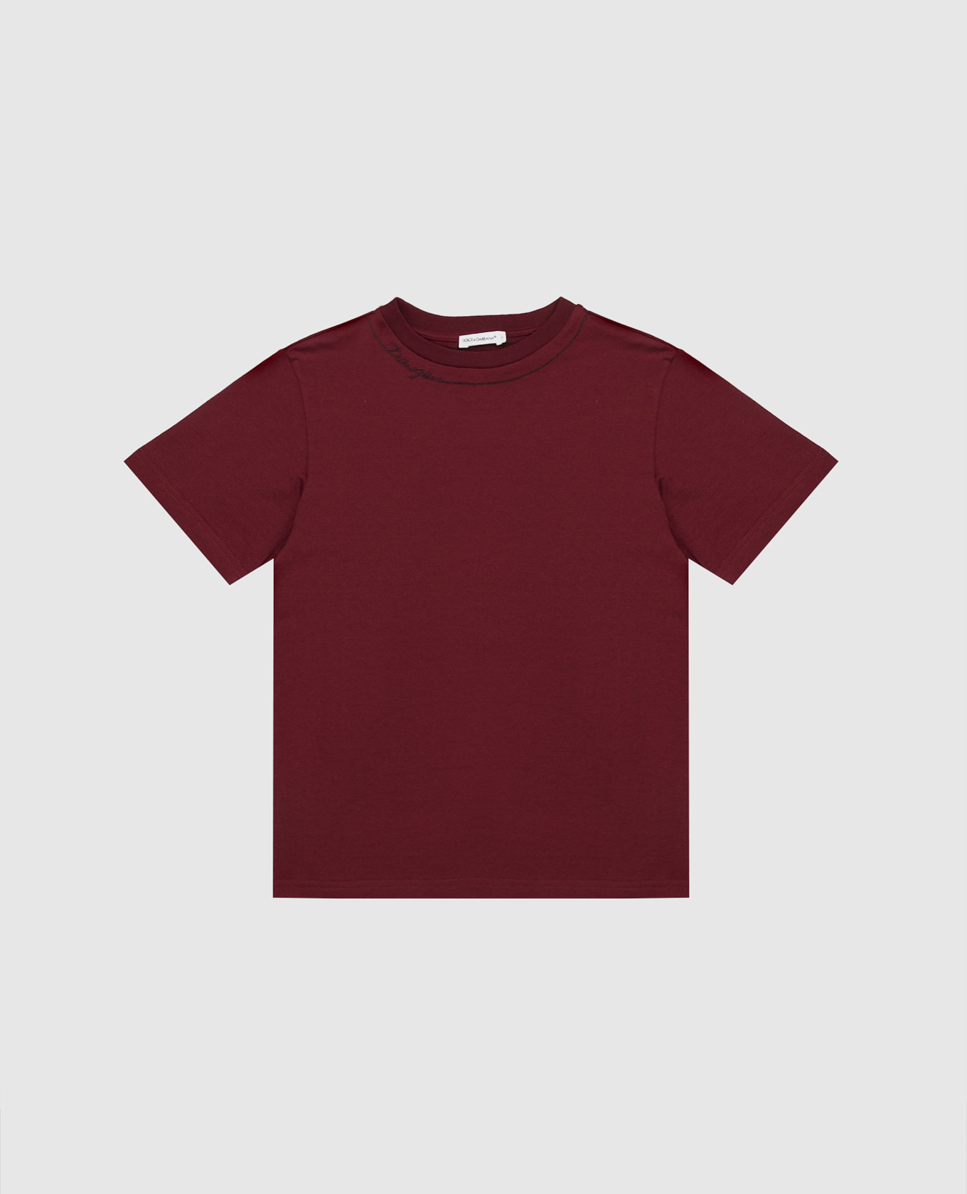 Children's burgundy T-shirt with logo embroidery