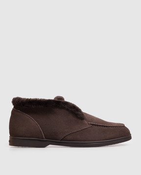 Doucal's Brown suede deserts on fur with monil chain DD8919JOANUM252