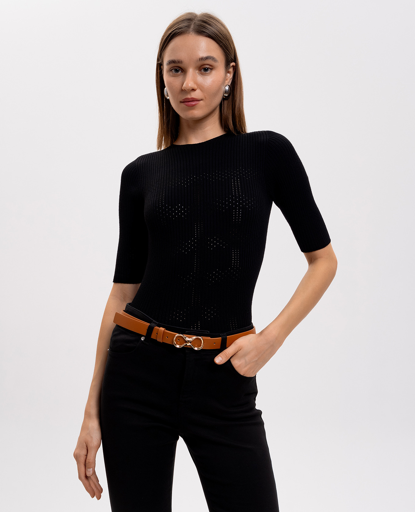 

Brown leather belt Twinset