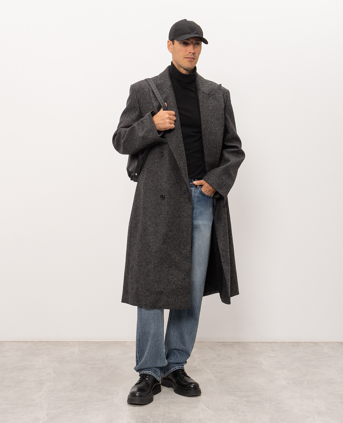 Grey Crombie double-breasted wool coat JW Anderson 2