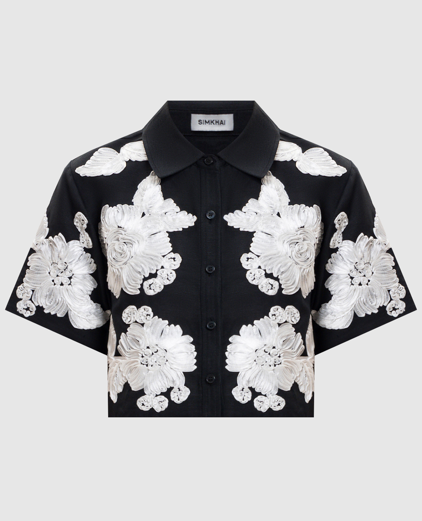 Callie Soutache Black Linen Cropped Shirt