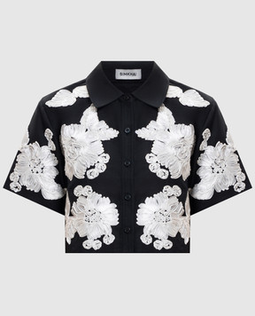 Simkhai Callie Soutache Black Linen Cropped Shirt 1262287SW