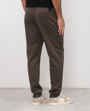 Moncler Brown joggers with textured logo L10918H0000289AZY