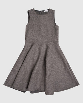 Brunello Cucinelli Children's gray wool dress with monil chain BD565A407C