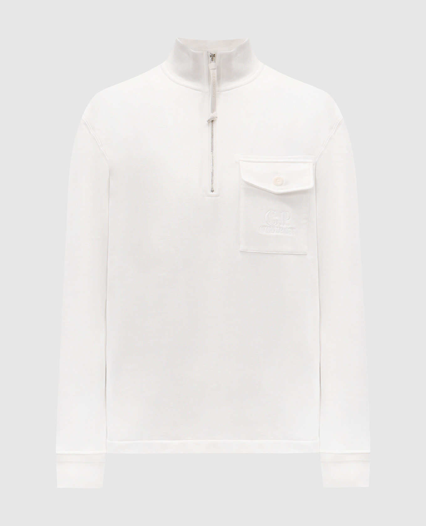 White jumper with logo