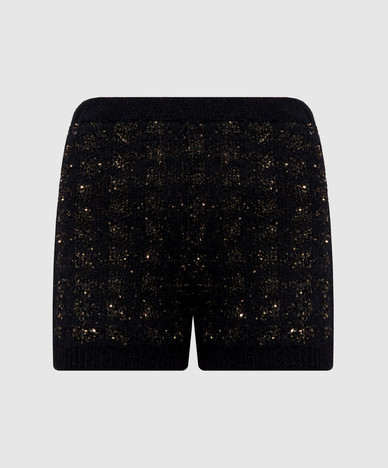 Black alpaca wool shorts