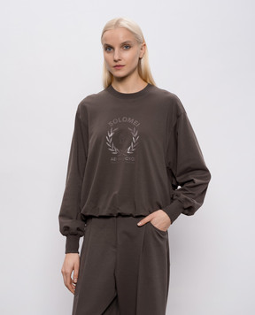 Brunello Cucinelli Brown sweatshirt with branded print MH827HZ500