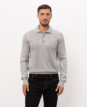Versace Grey silk polo with woven pattern 10257571A17386