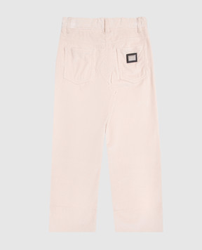 Dolce&Gabbana Children's beige corduroy pants with logo L52F79FUVB26