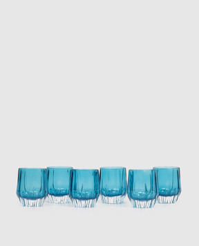 La Reine Set of blue crystal glasses DIAMOND 6 pcs DOFDIAMOND