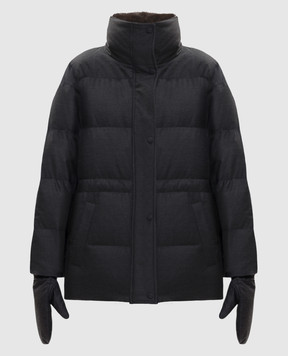Yves Salomon Gray wool and silk down jacket with mink fur 27WYV06772WO2W