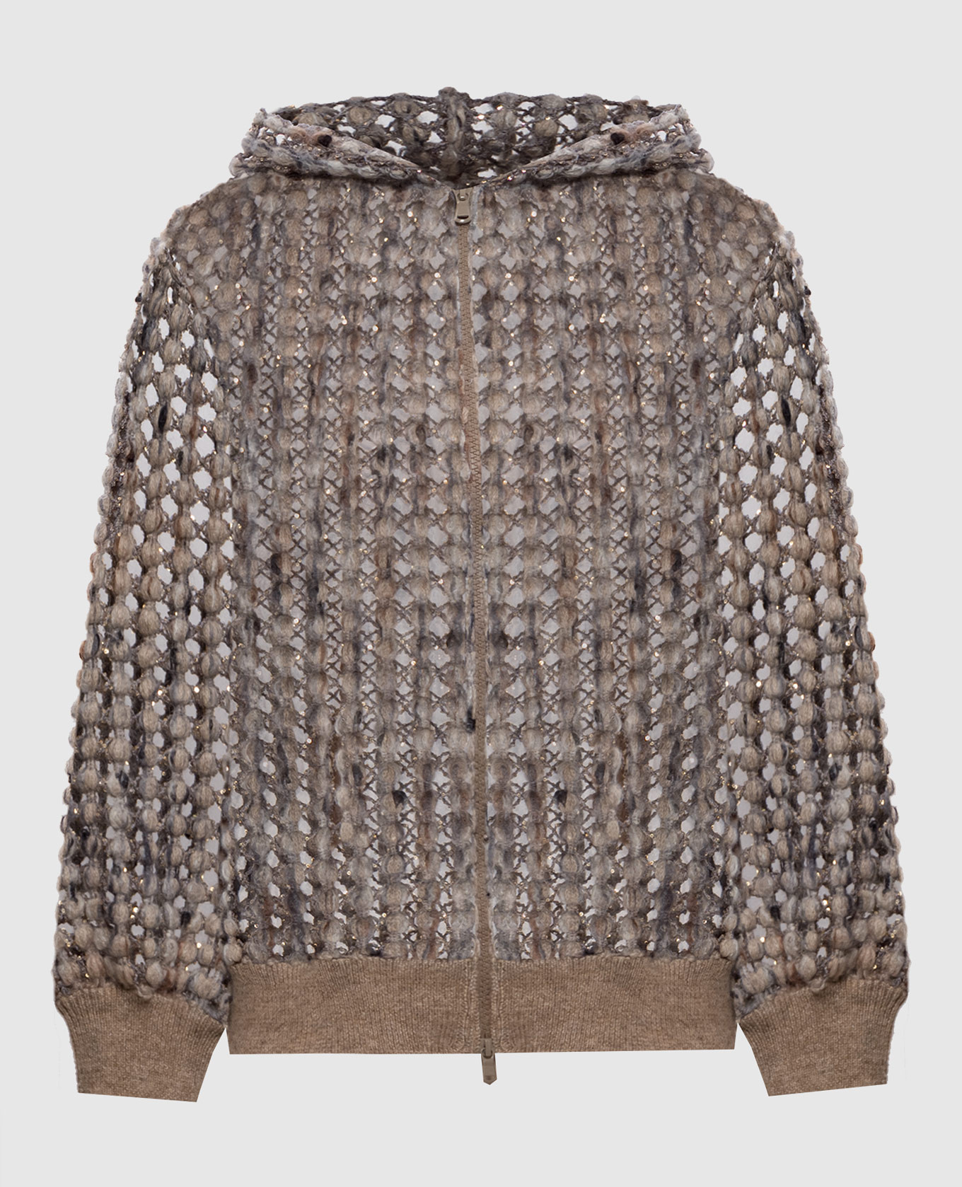 

Beige openwork cardigan with wool and cashmere Brunello Cucinelli