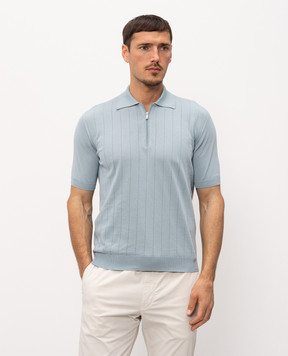 Bilancioni Blue polo shirt with perforated stripes BE26M5PZF5