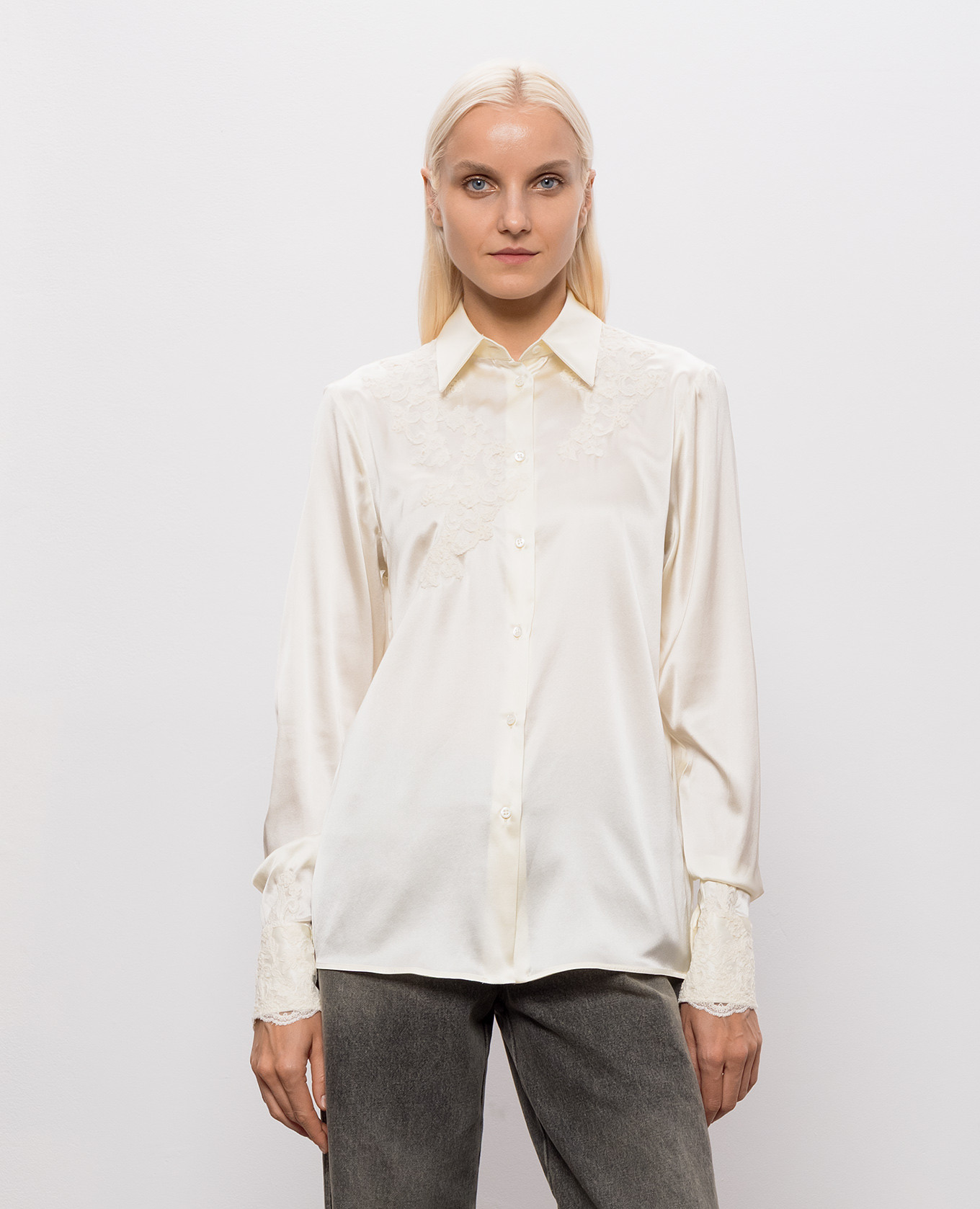 Ivory silk blouse with lace Ermanno Scervino Life 3