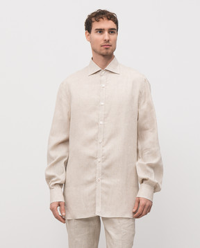 ISAIA Beige linen shirt CAM088KM304