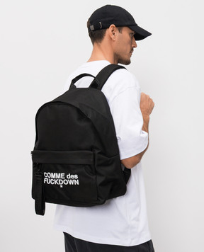 Comme des Fuckdown Black backpack with contrast logo print FAS6CFACX00271