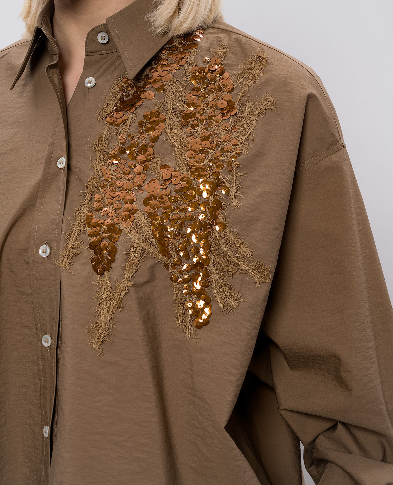 Brown shirt with sequins Brunello Cucinelli 5