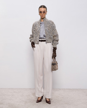 Brunello Cucinelli Gray silk top with chain M0C59DE310