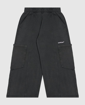 Off-White Children's gray sweatpants with contrasting print 44BCH00DF26F004