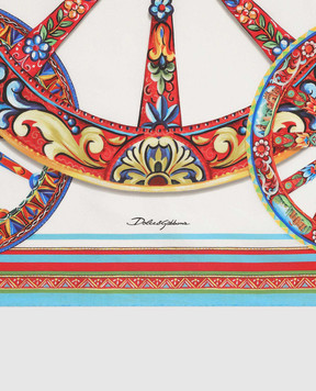 Dolce&Gabbana White silk scarf with branded print FN090RGDDU5