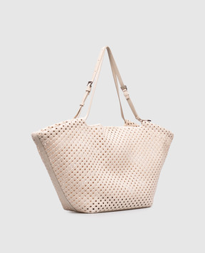 Brunello Cucinelli Sartorial ivory openwork tote bag MBRRD2794P