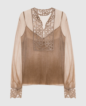 Ermanno Scervino Brown silk blouse D482K766CSRFWB