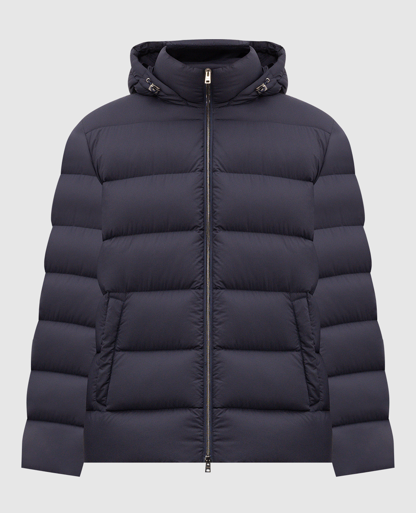 Blue quilted down jacket
