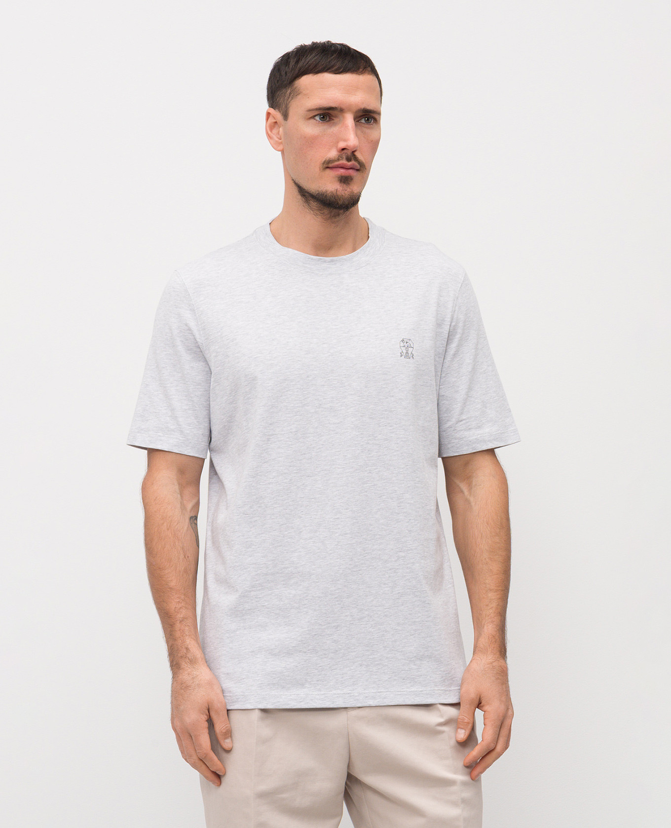 

Gray T-shirt with emblem Brunello Cucinelli, Grey