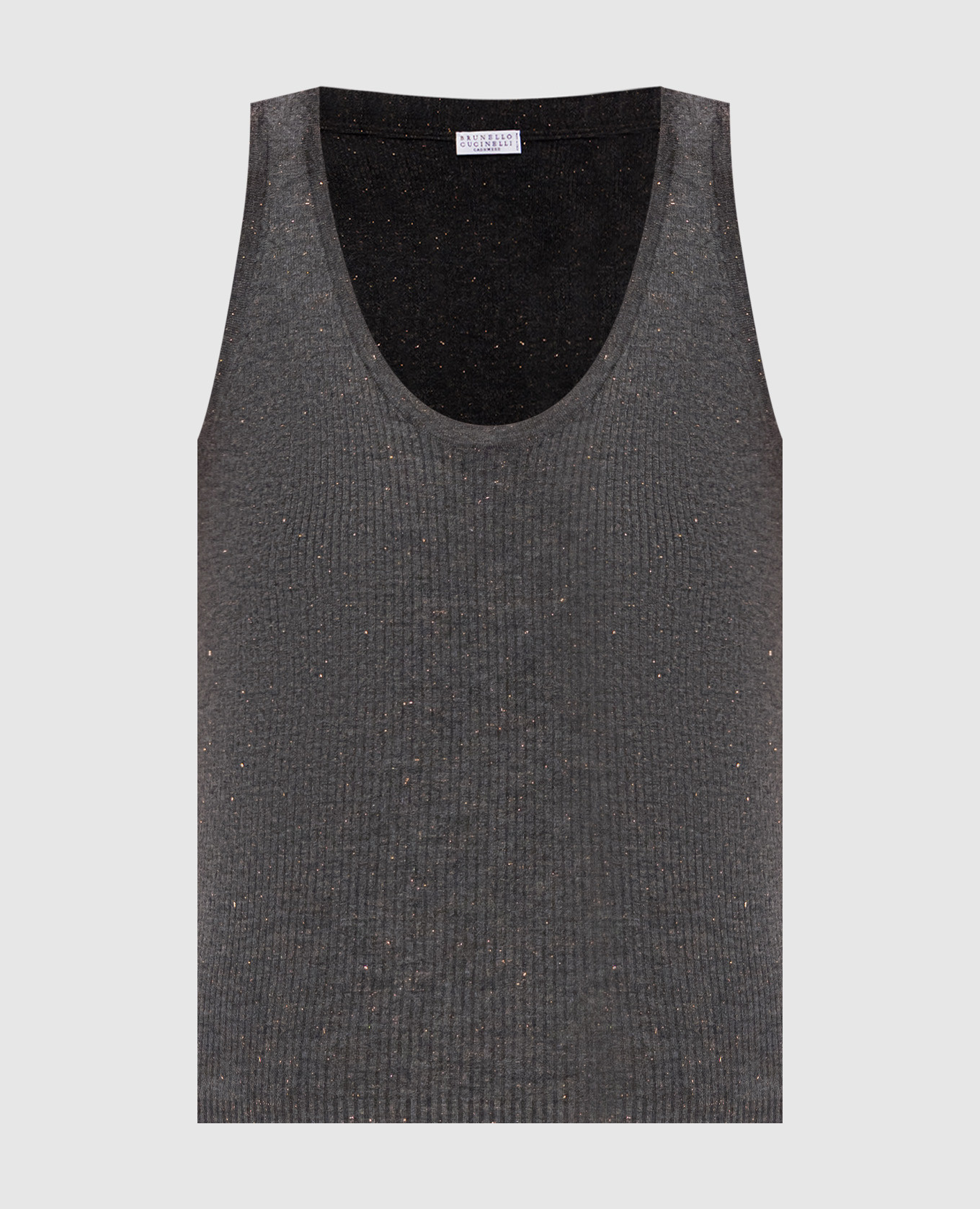 Gray ribbed top with lurex