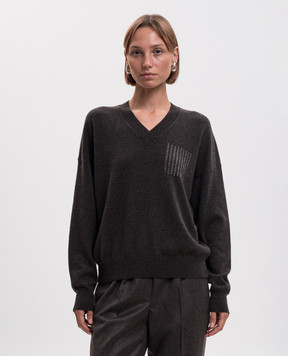 Peserico Dark brown wool, silk and cashmere pullover A99204F12A9283