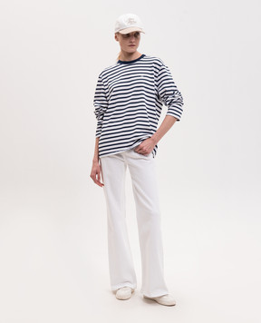 Ami Paris White striped long-sleeve with embroidered emblem UTS375JE0210