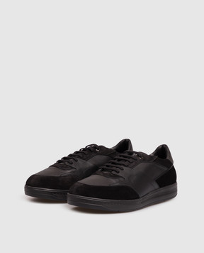 Stefano Ricci Black leather sneakers with monogram UG34G6706SDPMRW